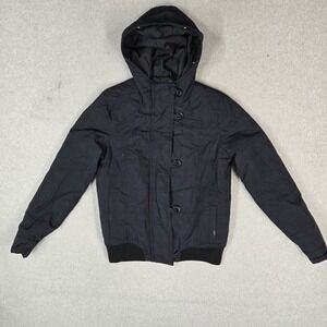 Vans Men Jacket M Black Nylon Polyester Geometric Activewear Button